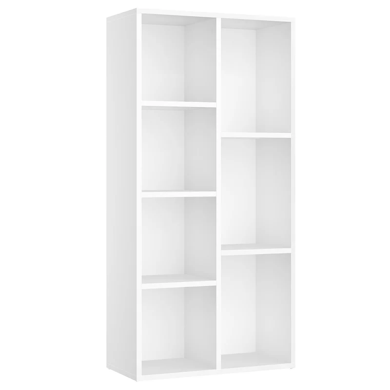 axisgo - VASAGLE Bücherschrank, Bücherregal, mit 7 Fächern, Büroregal, Würfelregal, Standregal, für Wohnzimmer, Schlafzimmer, Büro, Kinderzimmer, weiß LBC27WT