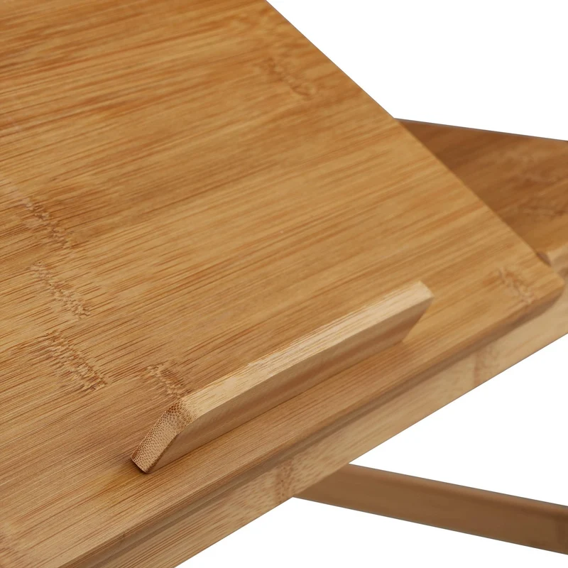 axisgo - Relaxdays Laptoptisch Bambus XL, ideale Belüftung, höhenverstellbar, 5 Neigungswinkel, Lapdesk mit Schubfach, Natur