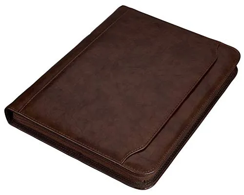 axisgo - Alassio 30064 - Ringbuchmappe MASSA im DIN A4 Format, Schreibmappe aus Lederimitat, Dokumentenmappe in braun, Mappe ca. 34 x 27 x 4 cm, mit Taschenrechner