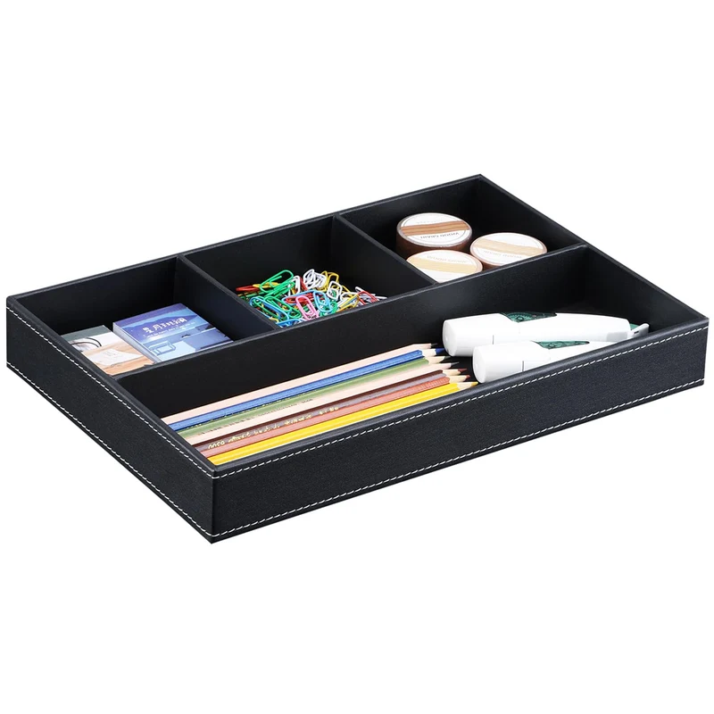 axisgo - KINGFOM™ Leder Stiftablagen (Schwarz)