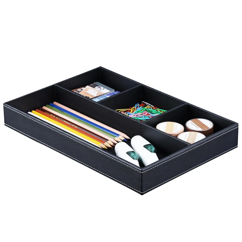 axisgo - KINGFOM™ Leder Stiftablagen (Schwarz)