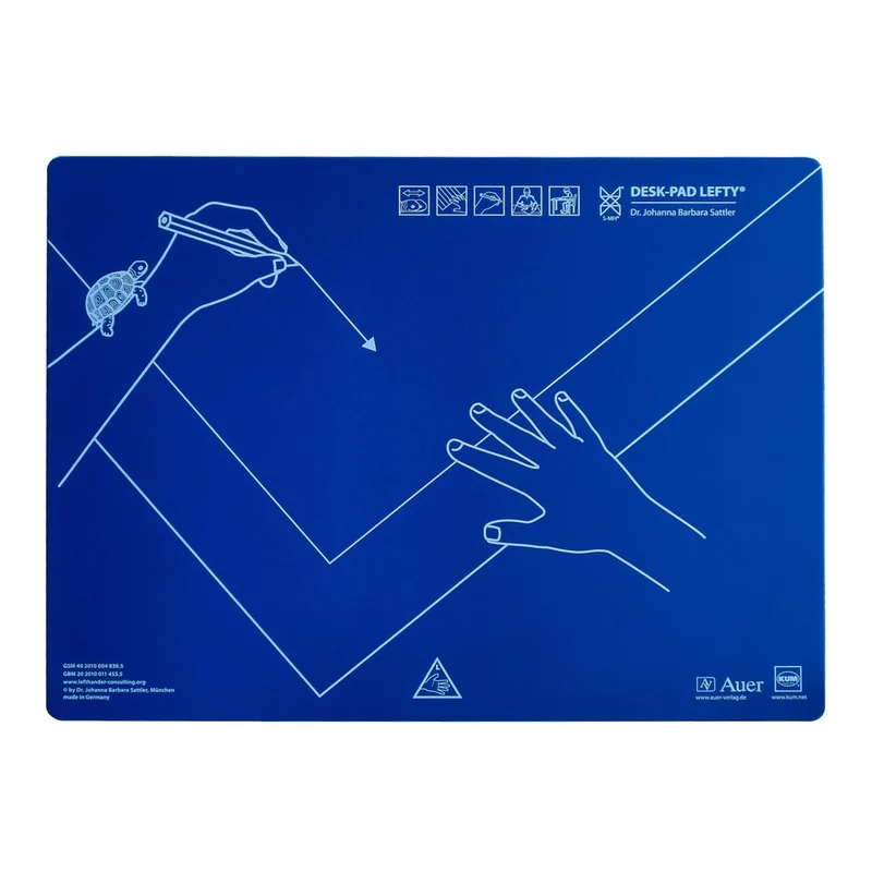 axisgo - KUM 906.01.19 - Schreibunterlage, Schreibtisch-Auflage Desk Pad Lefty, Linkshänder, Kunststoff, 53 x 40 cm, blau, 1 Stück