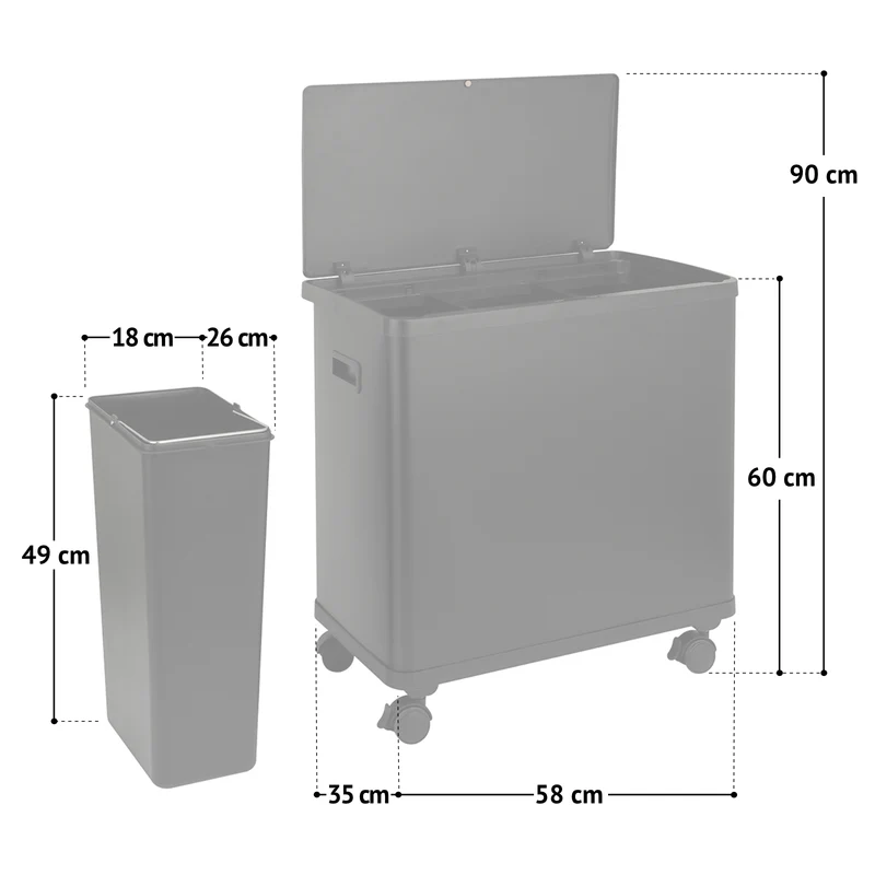 B-Ware SR3X18 Mülleimer 54L Grau