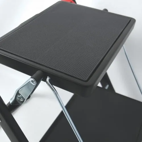 axisgo - MSV - Klapptritt mit 2 Stufen aus Stahl - Tragfähigkeit 150 kg - GS-Sicherheitsnorm - rutschfest und kompakt - Ideal für Zuhause, Küche, Büro und Heimwerken - Schwarz