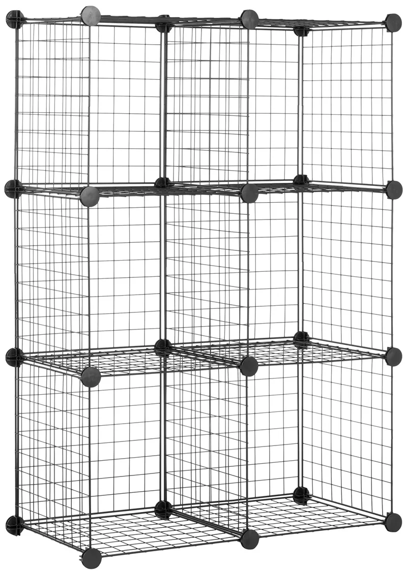 axisgo - Amazon Basics 6 Stück Würfelregal aus Metall - Maximale Tragfähigkeit des Regals 27 kg, Schwarz, 77.0 x 37.0 x 113.0 cm (L x W x H)