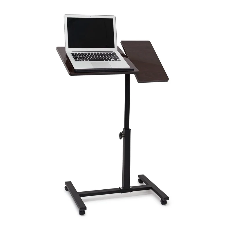 axisgo - Relaxdays Laptoptisch höhenverstellbar, Laptopständer Holz, mit Rollen, drehbar, HxBxT: 95 x 60 x 40,5 cm, schwarz