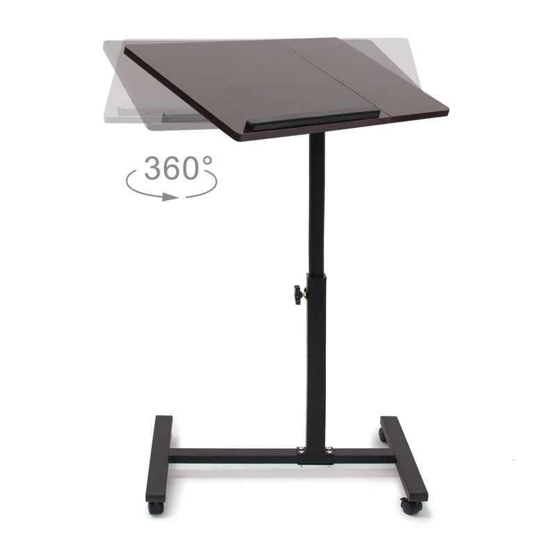 axisgo - Relaxdays Laptoptisch höhenverstellbar, Laptopständer Holz, mit Rollen, drehbar, HxBxT: 95 x 60 x 40,5 cm, schwarz