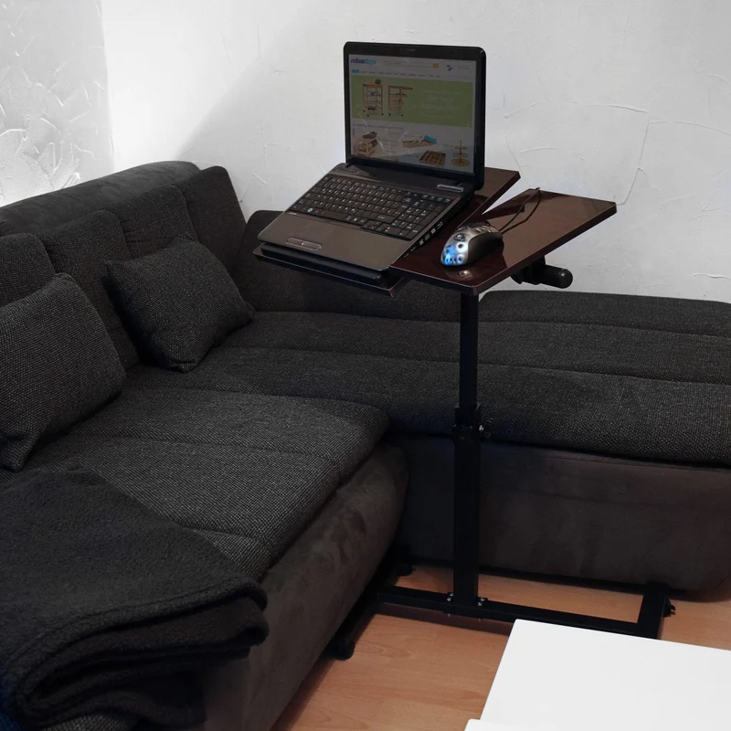 axisgo - Relaxdays Laptoptisch höhenverstellbar, Laptopständer Holz, mit Rollen, drehbar, HxBxT: 95 x 60 x 40,5 cm, schwarz