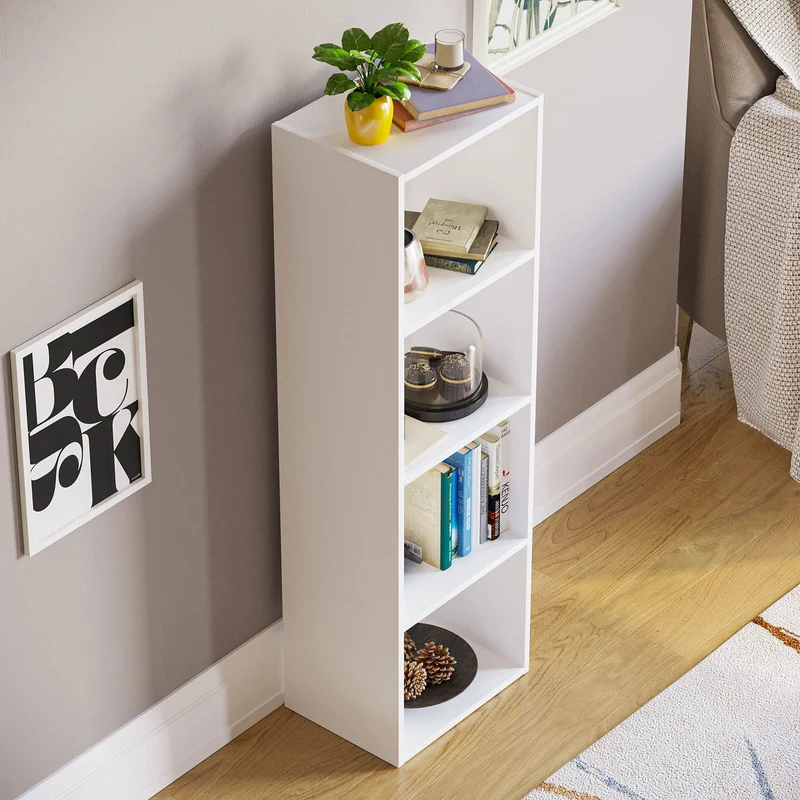 axisgo - Vida Designs Oxford Bücherregal mit 4 Ebenen, würfelförmig, weiß, Holz-Regaleinheit für Büro, Wohnzimmermöbel