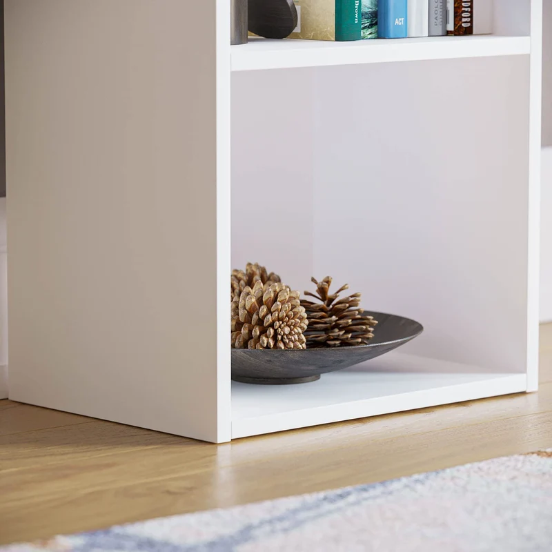 axisgo - Vida Designs Oxford Bücherregal mit 4 Ebenen, würfelförmig, weiß, Holz-Regaleinheit für Büro, Wohnzimmermöbel