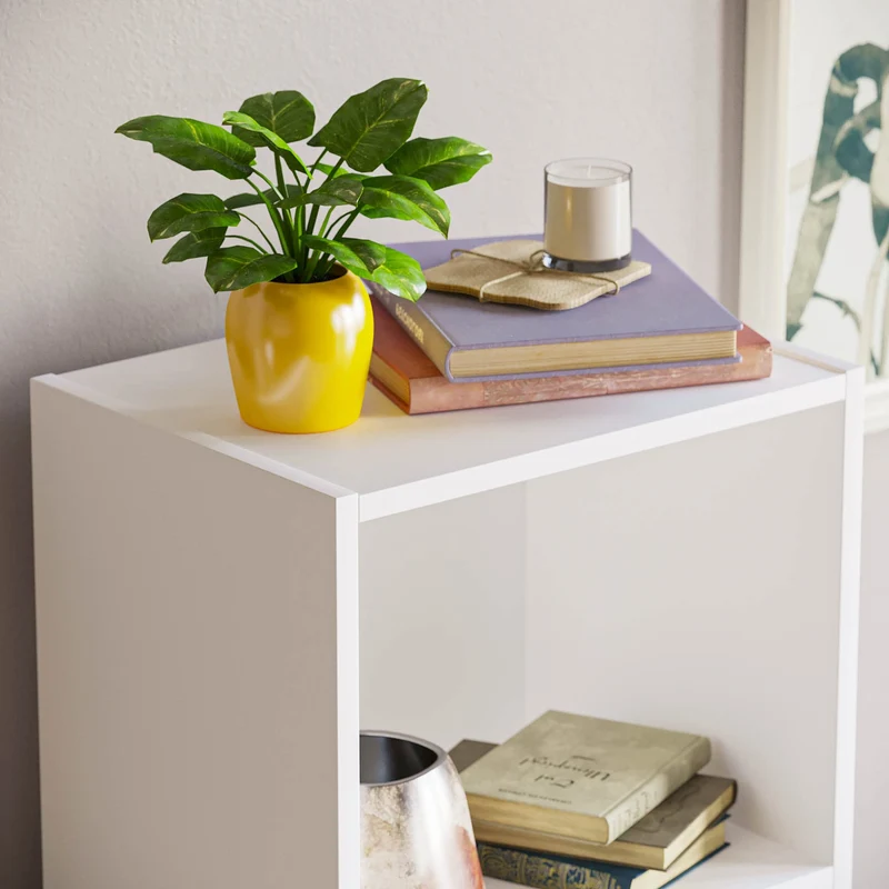 axisgo - Vida Designs Oxford Bücherregal mit 4 Ebenen, würfelförmig, weiß, Holz-Regaleinheit für Büro, Wohnzimmermöbel