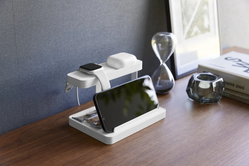 axisgo - Yamazaki 1871 TOWER Smartphone & Device Charging Stand, white, Steel/ABS Resin/Silicone, 16 x 11.6 x 10 cm