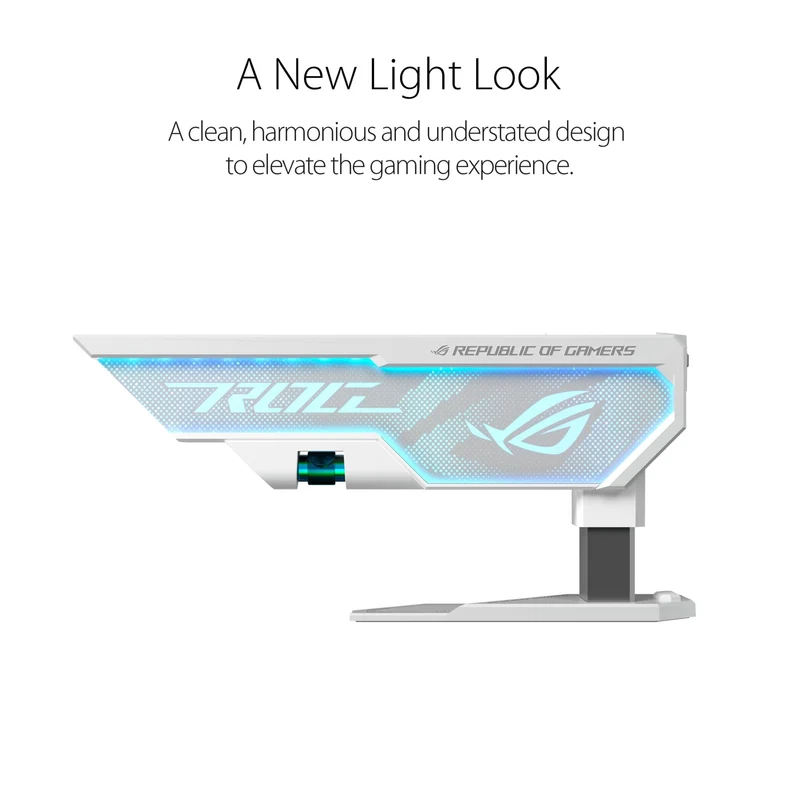 axisgo - ASUS ROG Herculx Grafikkartenhalter White (Stützhöhe 72-128 mm, integriertes 3D-ARGB-Element, Aura Sync, inkl. Wasserwaage, weiß)