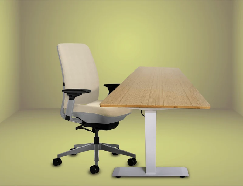 Steelcase Amia Chair and Herman Miller Top Bamboo Standing Desk Bundle