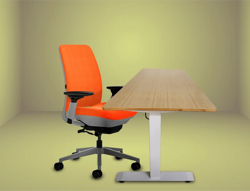 Steelcase Amia Chair and Herman Miller Top Bamboo Standing Desk Bundle