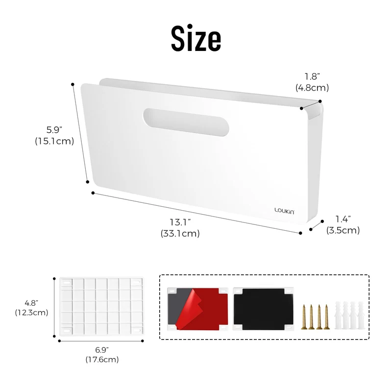 axisgo - loukin Magnetischer Aktenhalter – vertikale Wandhalterung für Whiteboard, Kühlschrank, Bürowand, Dokumente, Briefe (weiß)