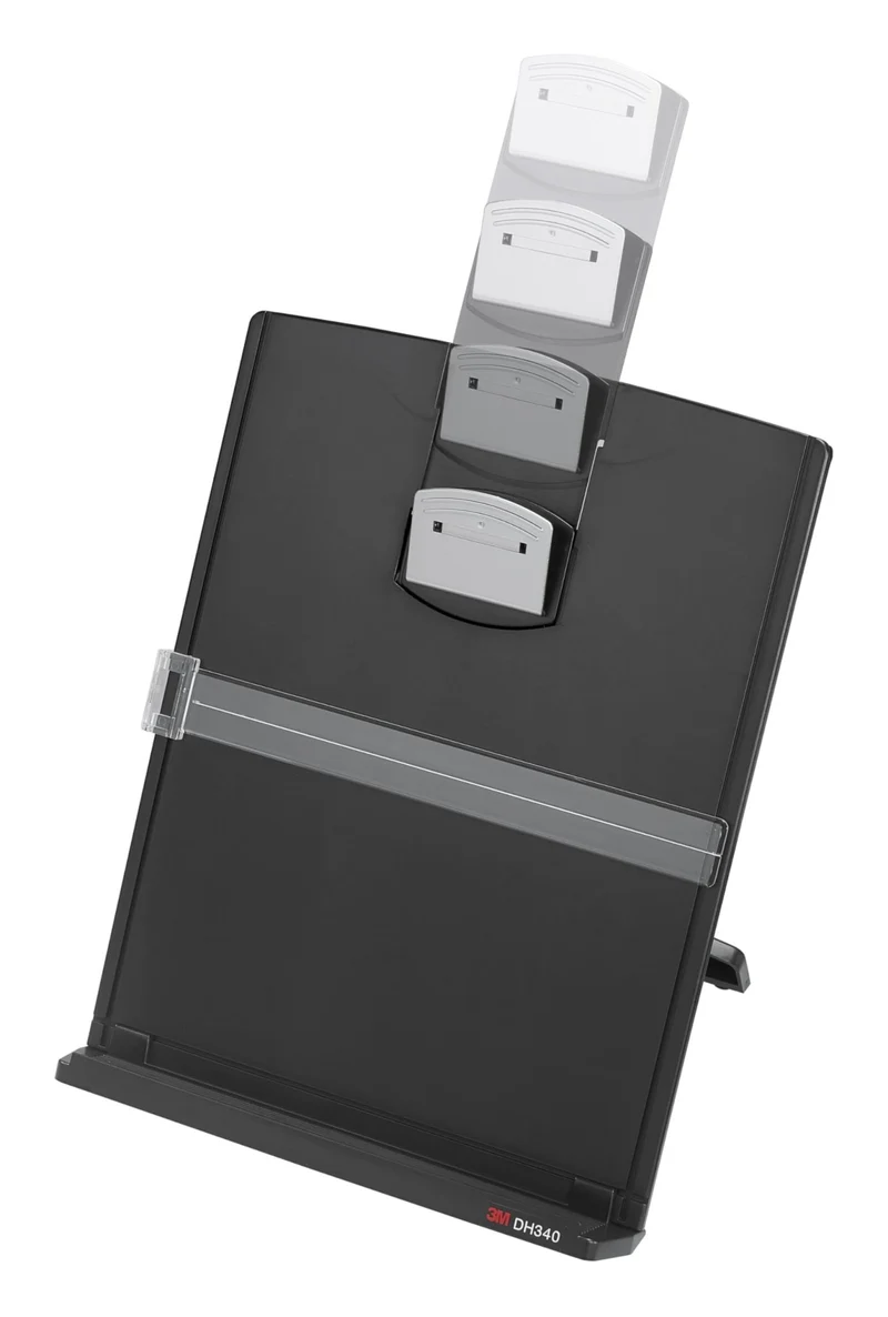 axisgo - 3M, Desktop-Dokumentenhalter Kopierhalter, DH340MB, Verstellbarer Clip, Dokumente im Hoch- und Querformat einfach Betrachten, Untere Leiste hält bis zu 150 Blätter sicher an Ort und Stelle, Schwarz