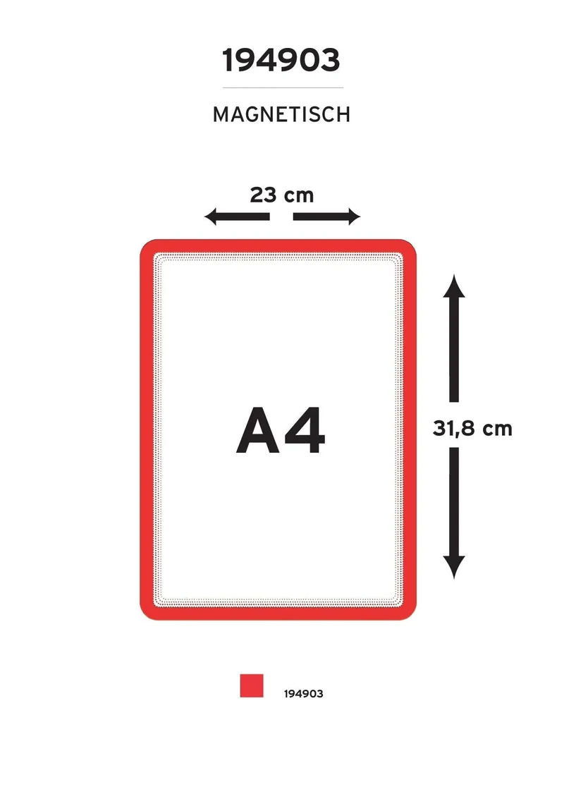 axisgo - Djois, 194903 - Magnetischer Displayrahmen Magneto, A4, Rot, 2 Stück, Einzigartiges Design, Magnetische Rückseite, Blendfreie Oberfläche, Ideal für visuelle Kommunikation