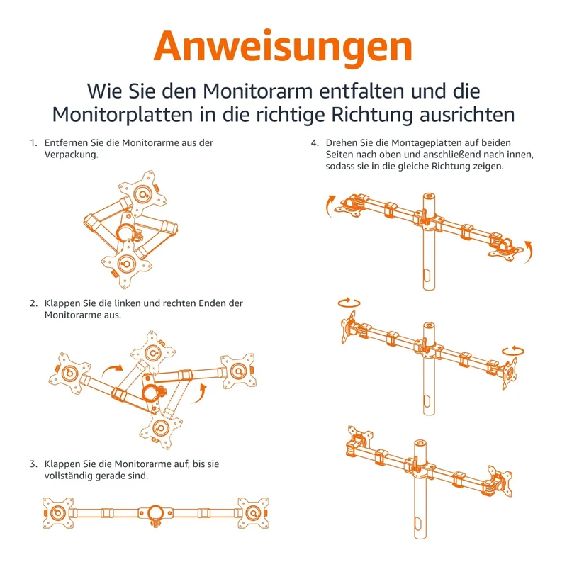 axisgo - Amazon Basics Monitor-Halterung/Tragarm für 2 Monitore, mit einstellbarer Höhe, Bildschirmneigung und Kabelorganizer, 360-Grad-Drehung,Stahl, Schwarz, 33 bis 76 cm