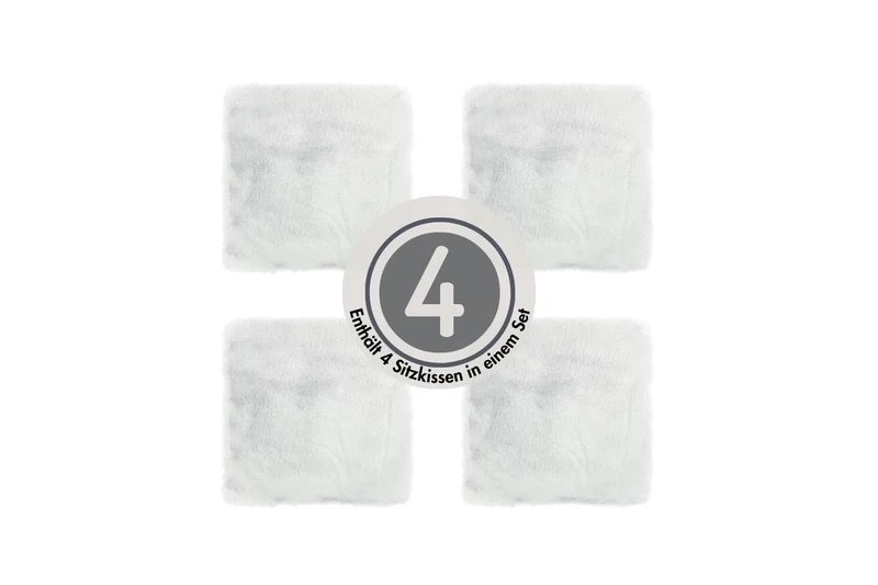 axisgo - -LUXOR- living Sitzkissen Coste - Kunstfell Stuhlauflage als Deko Wohnzimmer oder Stuhlkissen - gemütliches Sitzkissen Stuhl Dekokissen 40 x 40 cm eckig Weiß 4er Set
