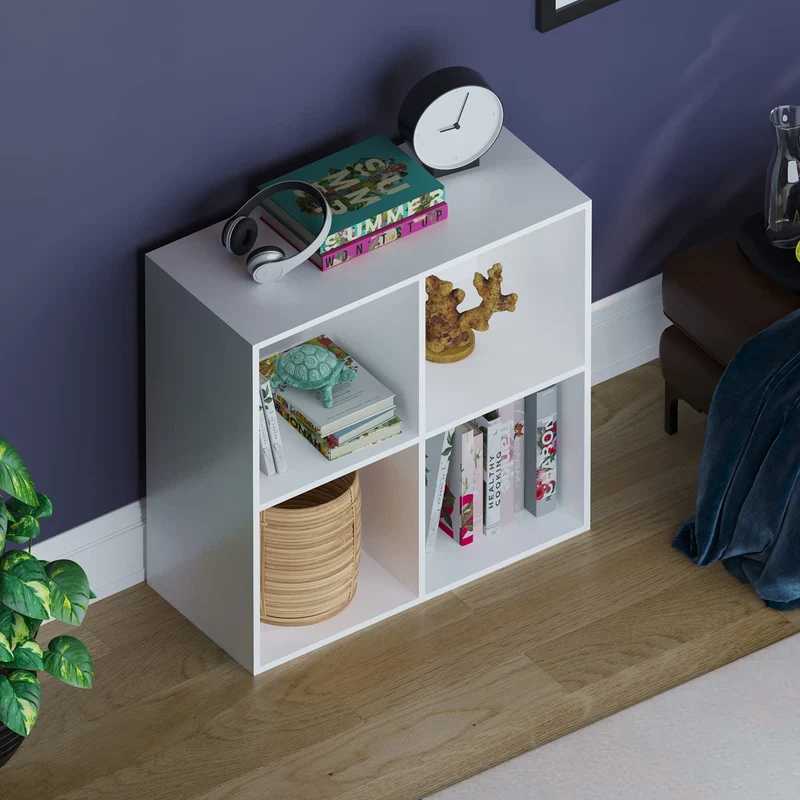 axisgo - Vida Designs Durham Cube Bücherregal Aufbewahrung Organizer Wohnzimmer Bücherregal Home Office Möbel (4 Würfel, weiß)
