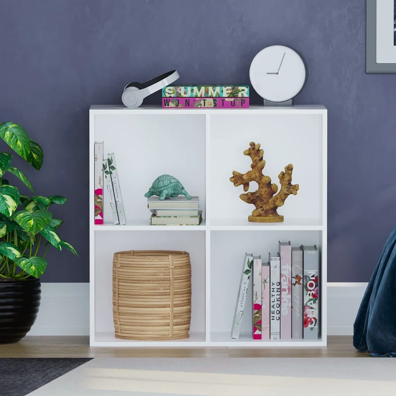 axisgo - Vida Designs Durham Cube Bücherregal Aufbewahrung Organizer Wohnzimmer Bücherregal Home Office Möbel (4 Würfel, weiß)