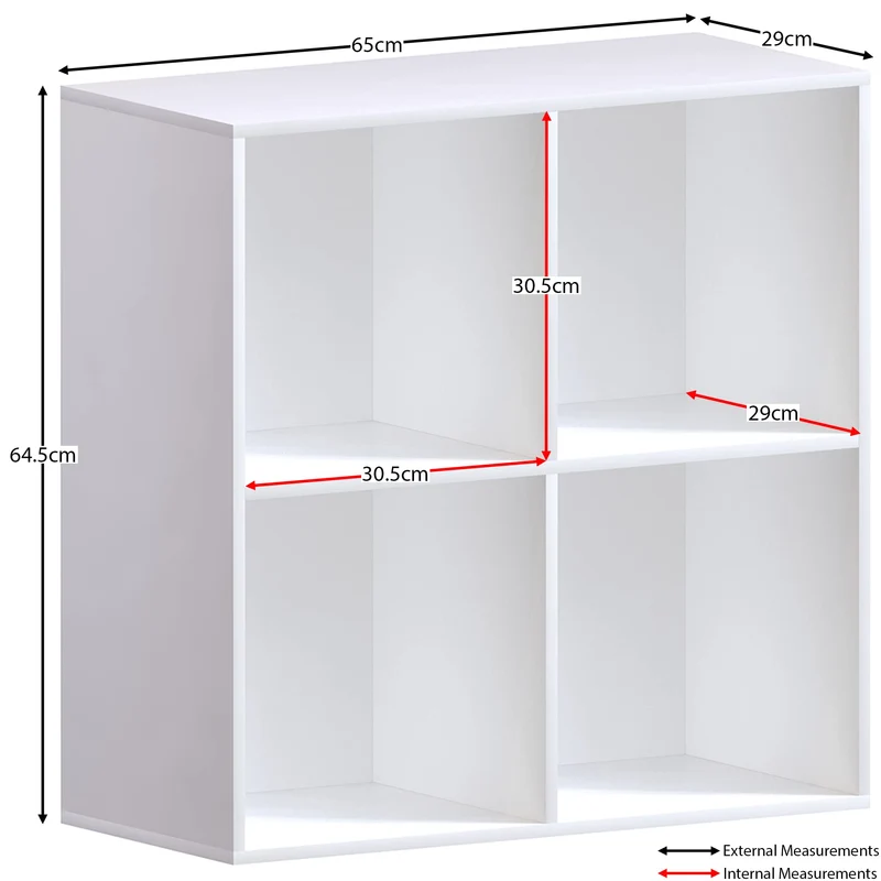 axisgo - Vida Designs Durham Cube Bücherregal Aufbewahrung Organizer Wohnzimmer Bücherregal Home Office Möbel (4 Würfel, weiß)