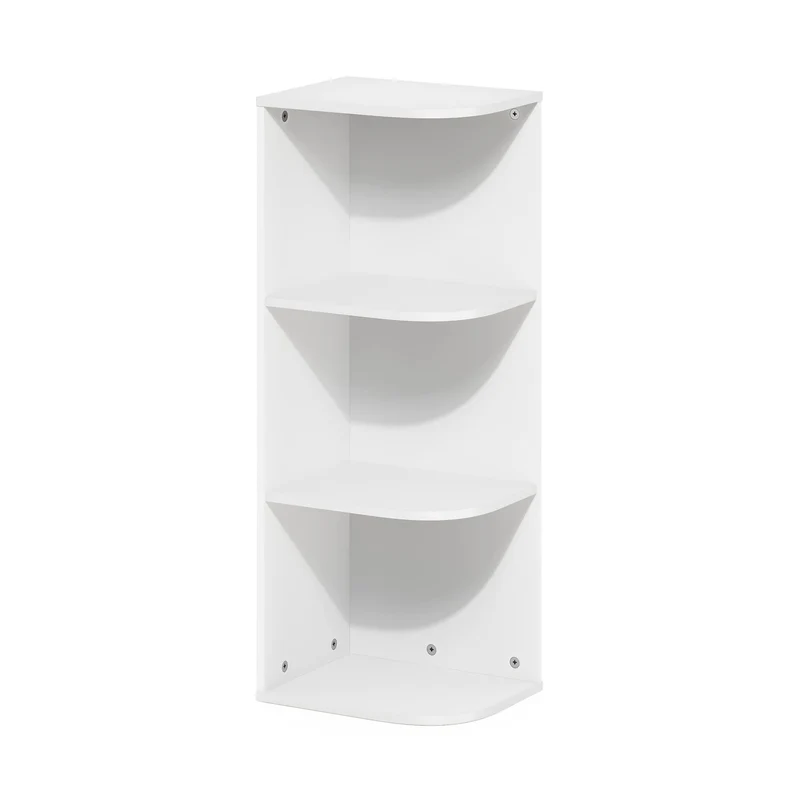 axisgo - Furinno Pasir 3-stufiges Eck-Bücherregal mit offenem Regal, Weiß
