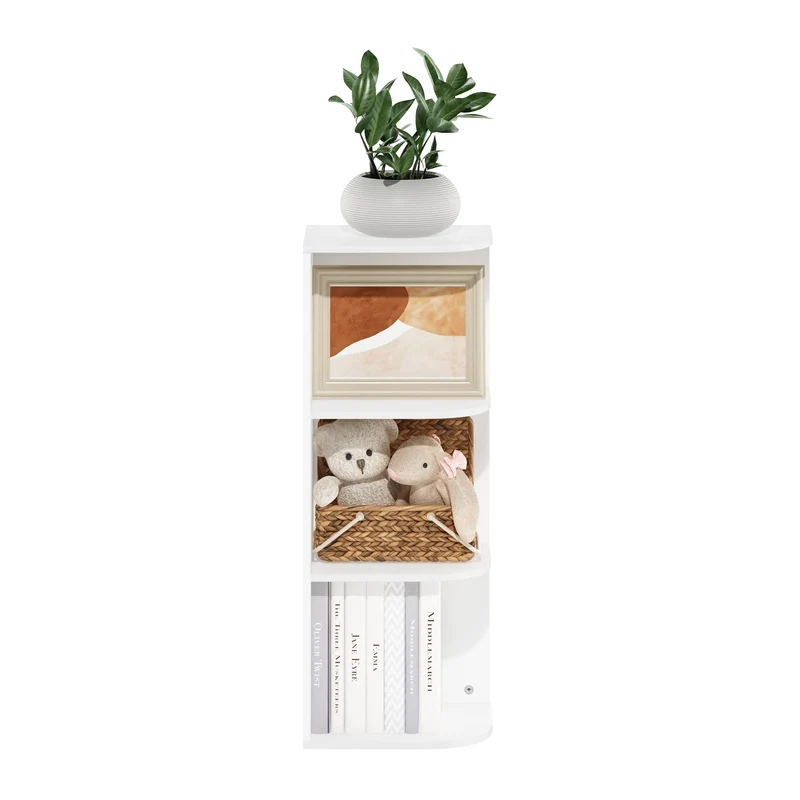 axisgo - Furinno Pasir 3-stufiges Eck-Bücherregal mit offenem Regal, Weiß