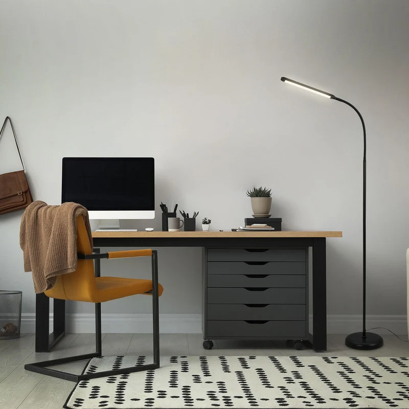 axisgo - BRILONER – LED Stehlampe dimmbar als Deko im Wohnzimmer und Leselampe, Schwenkbare LED Lampe, Wohnzimmerlampe, Touch, Indirekte Beleuchtung, Schwarz