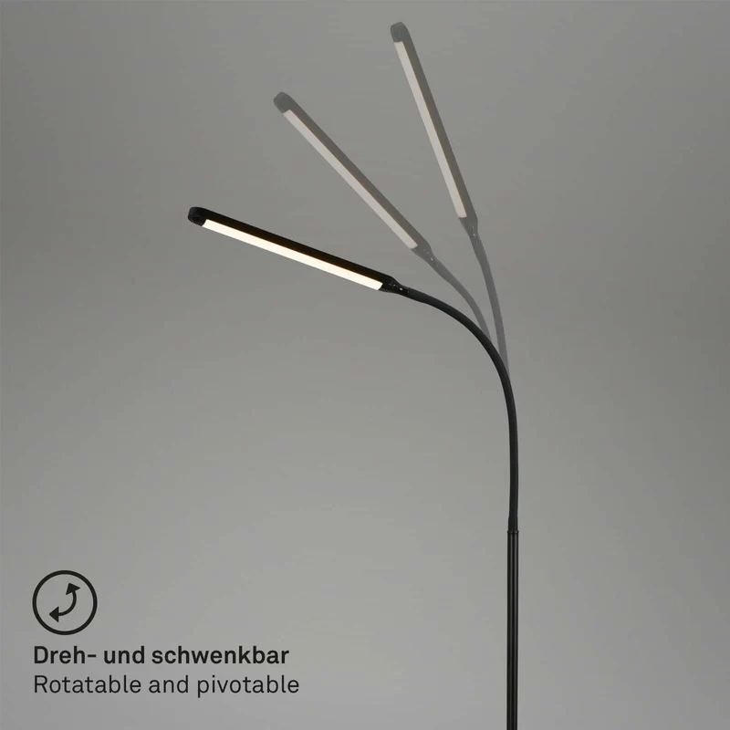 axisgo - BRILONER – LED Stehlampe dimmbar als Deko im Wohnzimmer und Leselampe, Schwenkbare LED Lampe, Wohnzimmerlampe, Touch, Indirekte Beleuchtung, Schwarz