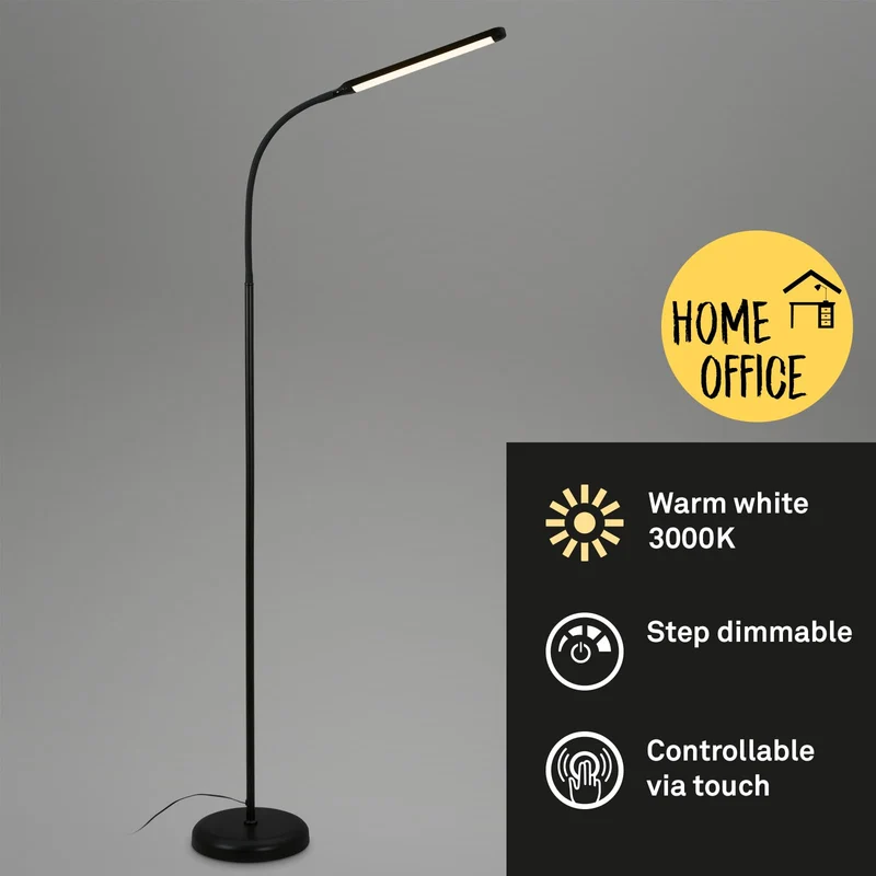 axisgo - BRILONER – LED Stehlampe dimmbar als Deko im Wohnzimmer und Leselampe, Schwenkbare LED Lampe, Wohnzimmerlampe, Touch, Indirekte Beleuchtung, Schwarz