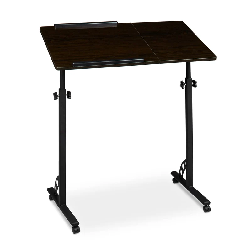 axisgo - Relaxdays Laptoptisch groß höhenverstellbar H x B x T: 110 x 80 x 50 cm Mobiles Rednerpult mit Rollen zum Bremsen für Notebook mit Ablage für Beamer, große Laptops, Mäuse etc, Ebenholz (schwarz)