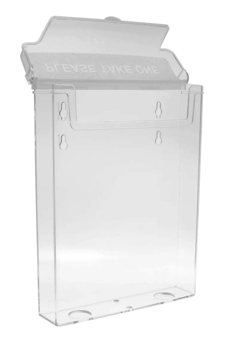 axisgo - TAYMAR DIN A5 Prospekthalter, Prospektbox mit Deckel, Wetterfest (auch für den Außenbereich geeignet), Klar