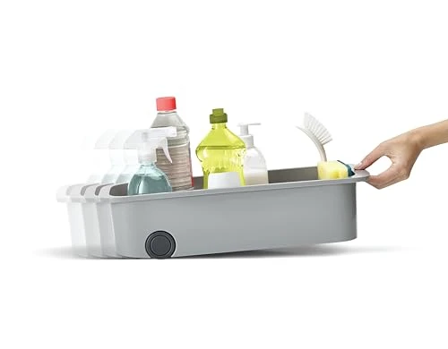 axisgo - Joseph Joseph CupboardStore Leicht zugänglicher Aufbewahrungswagen auf Rädern, unter der Spüle - Grau