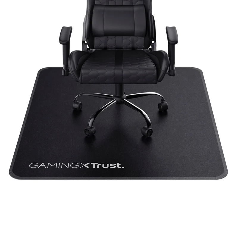 axisgo - Trust Gaming GXT 715 Bodenschutzmatte 99 x 120 cm, Stuhlunterlage für Gaming Stuhl & Bürostuhl, Unterlage für Hartböden, Schreibtischstuhl Unterlage aus Robustem Material – Schwarz