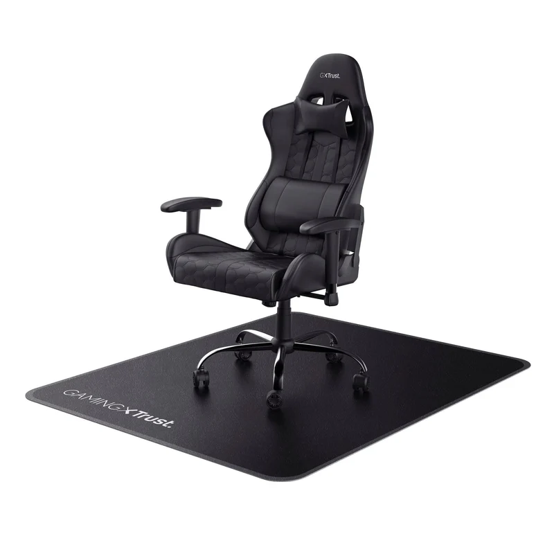 axisgo - Trust Gaming GXT 715 Bodenschutzmatte 99 x 120 cm, Stuhlunterlage für Gaming Stuhl & Bürostuhl, Unterlage für Hartböden, Schreibtischstuhl Unterlage aus Robustem Material – Schwarz