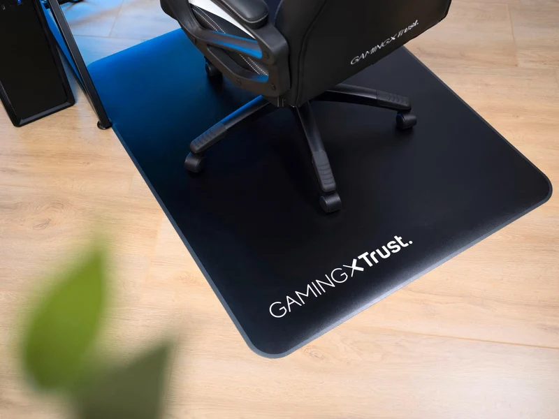 axisgo - Trust Gaming GXT 715 Bodenschutzmatte 99 x 120 cm, Stuhlunterlage für Gaming Stuhl & Bürostuhl, Unterlage für Hartböden, Schreibtischstuhl Unterlage aus Robustem Material – Schwarz