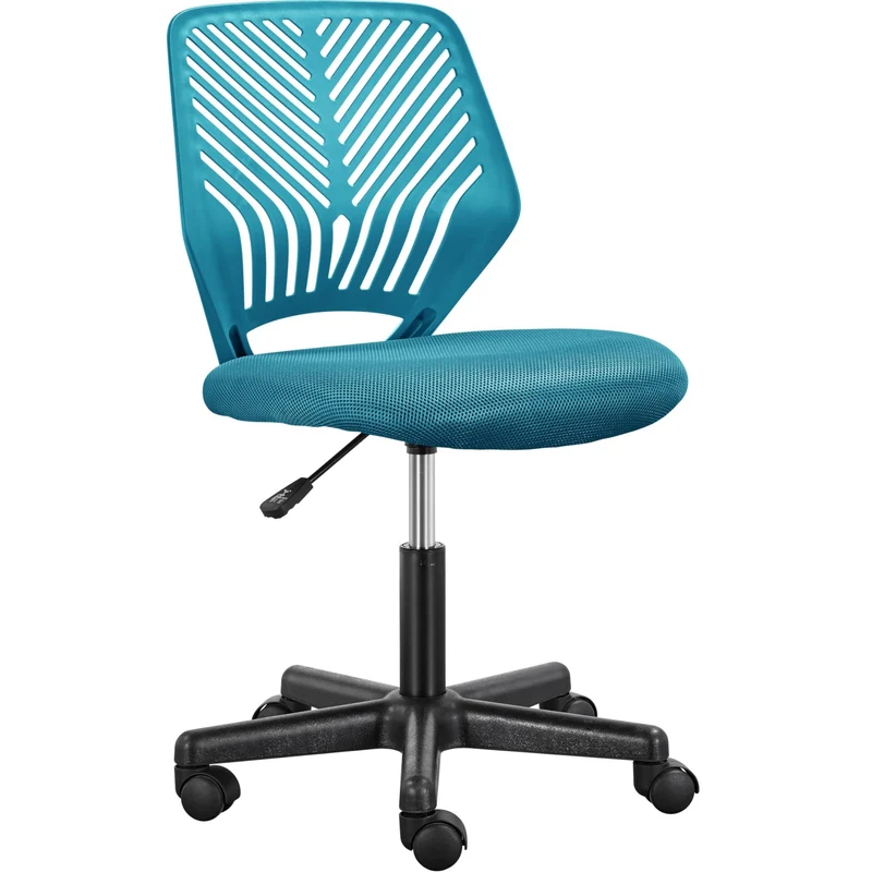 axisgo - Yaheetech ergonomisch Schreibtischstuhl Bürostuhl ohne Armlehnen Drehstuhl mit Rücklehne Arbeitsstuhl höhenverstellbar 136 kg belastbar 50 x 55 x 79-92 cm Türkis