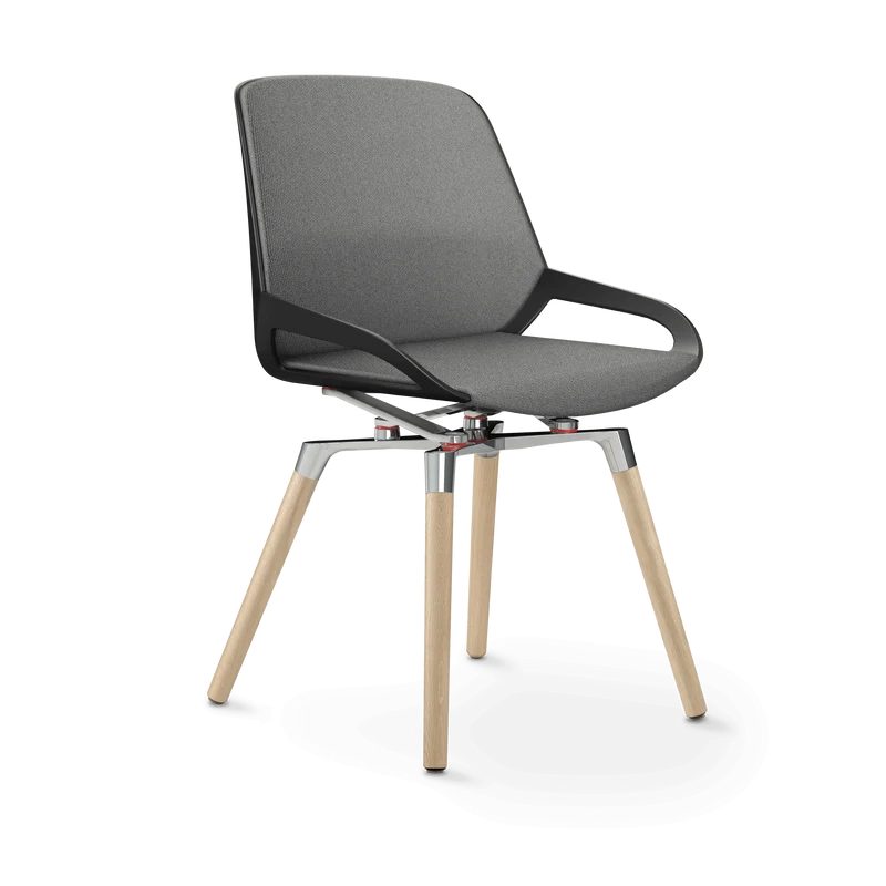Aeris Numo Comfort Holzbeine Eiche Sitzbezug hellgrau meliert