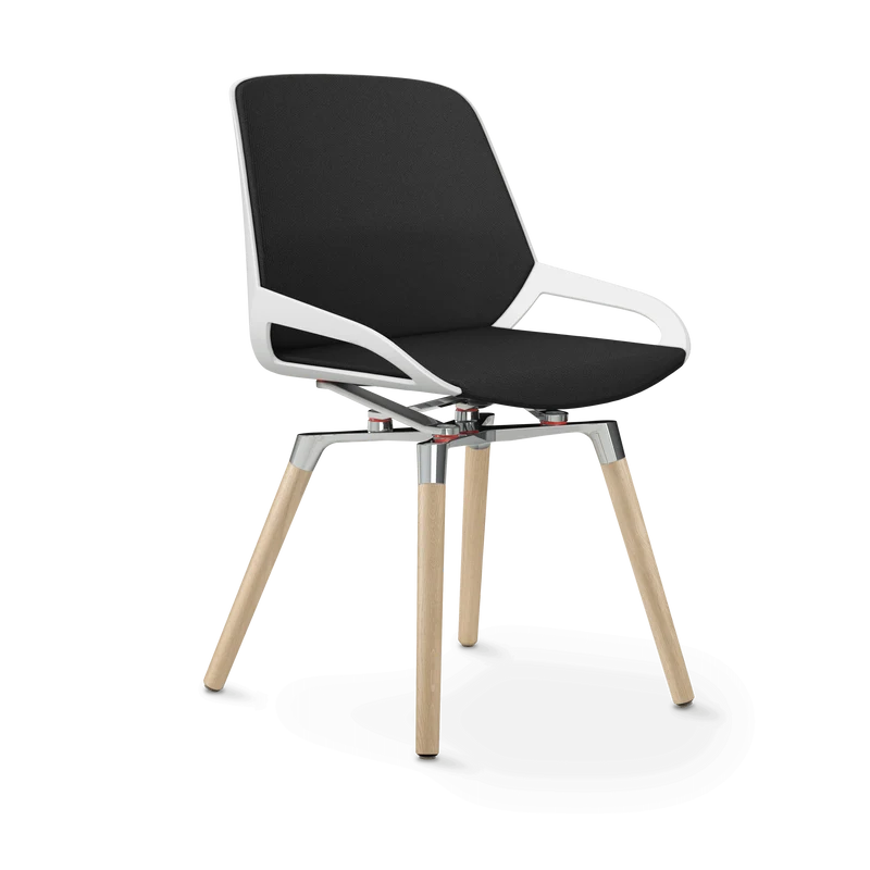 Aeris Numo Comfort Holzbeine Eiche Sitzbezug dunkelgrau meliert