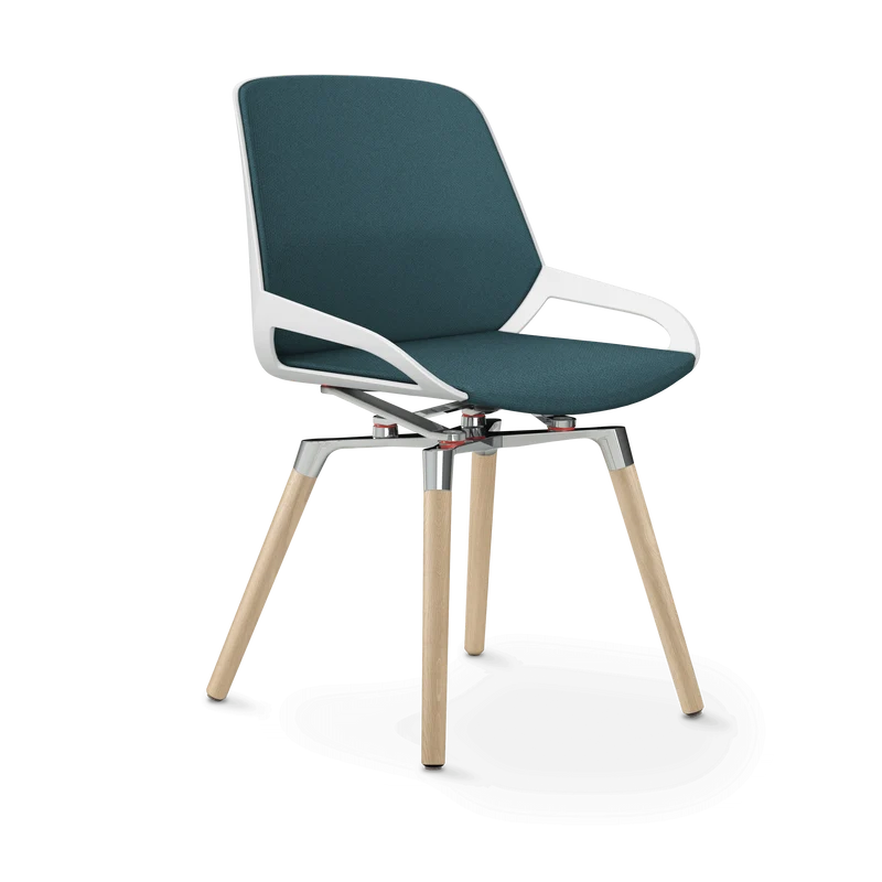 Aeris Numo Comfort Holzbeine Eiche Sitzbezug blau meliert