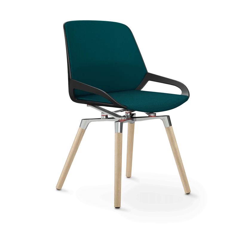 Aeris Numo Comfort Holzbeine Eiche Sitzbezug petrolblau meliert