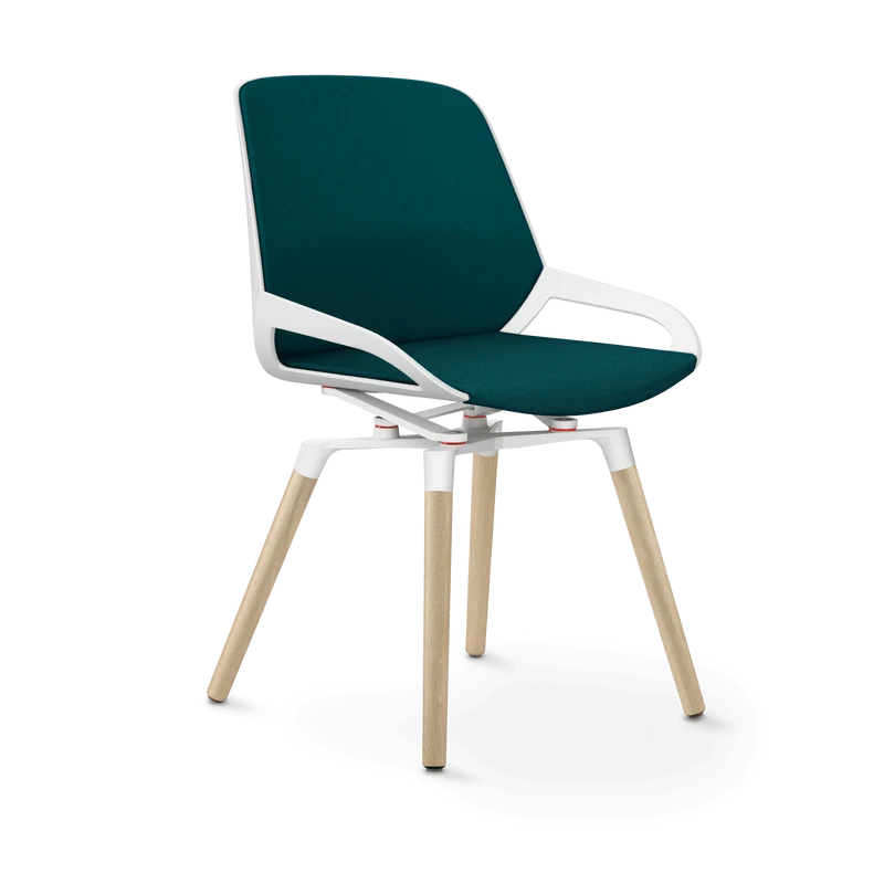 Aeris Numo Comfort Holzbeine Eiche Sitzbezug petrolblau meliert