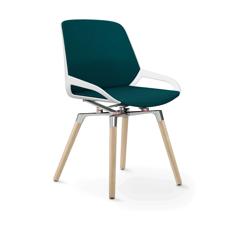 Aeris Numo Comfort Holzbeine Eiche Sitzbezug petrolblau meliert