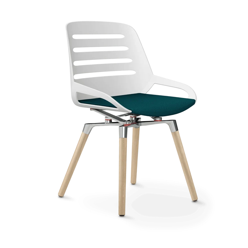 Aeris Numo Comfort Holzbeine Eiche Sitzbezug petrolblau meliert
