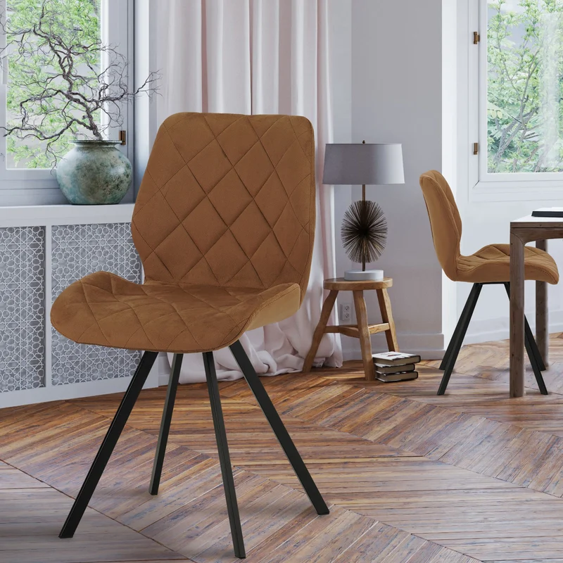 B-Ware DIAMOND 2er Set Esszimmerstühle Samt Braun