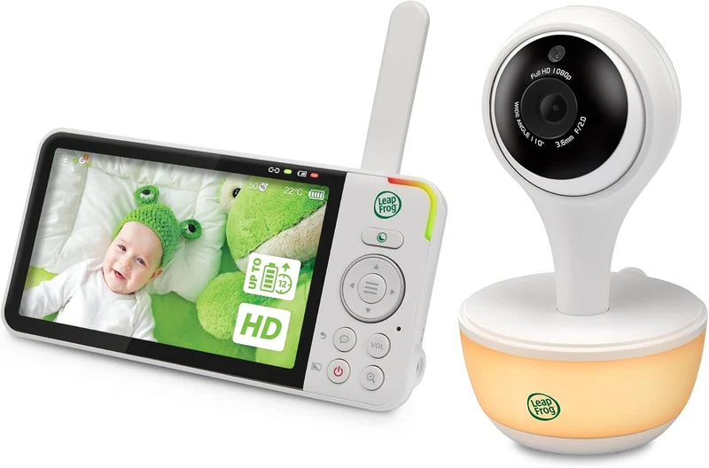 LeapFrog LF815HD smartes Video-Babyphone mit 5-Zoll HD-Farbdisplay, WLAN, Temperatur/Feuchtigkeitsse