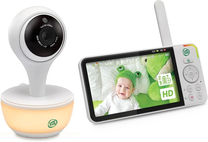 LeapFrog LF815HD smartes Video-Babyphone mit 5-Zoll HD-Farbdisplay, WLAN, Temperatur/Feuchtigkeitsse