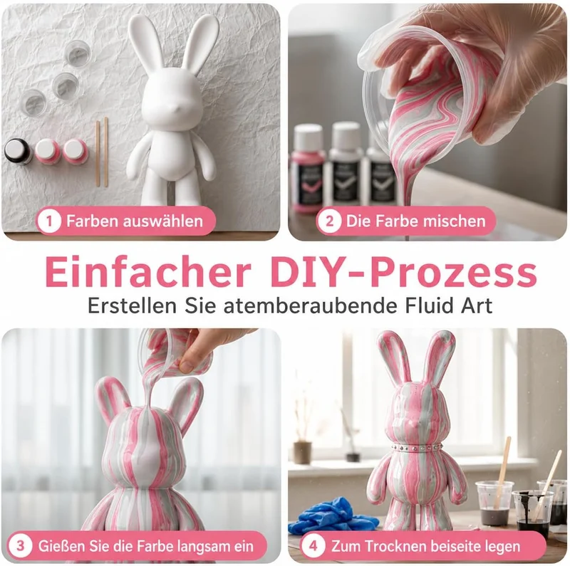 DIY-Malflüssigkeit hase Figur Kit - Heimdekorationen Malen Bastelset, Haus Dekoration, Kreative Blan